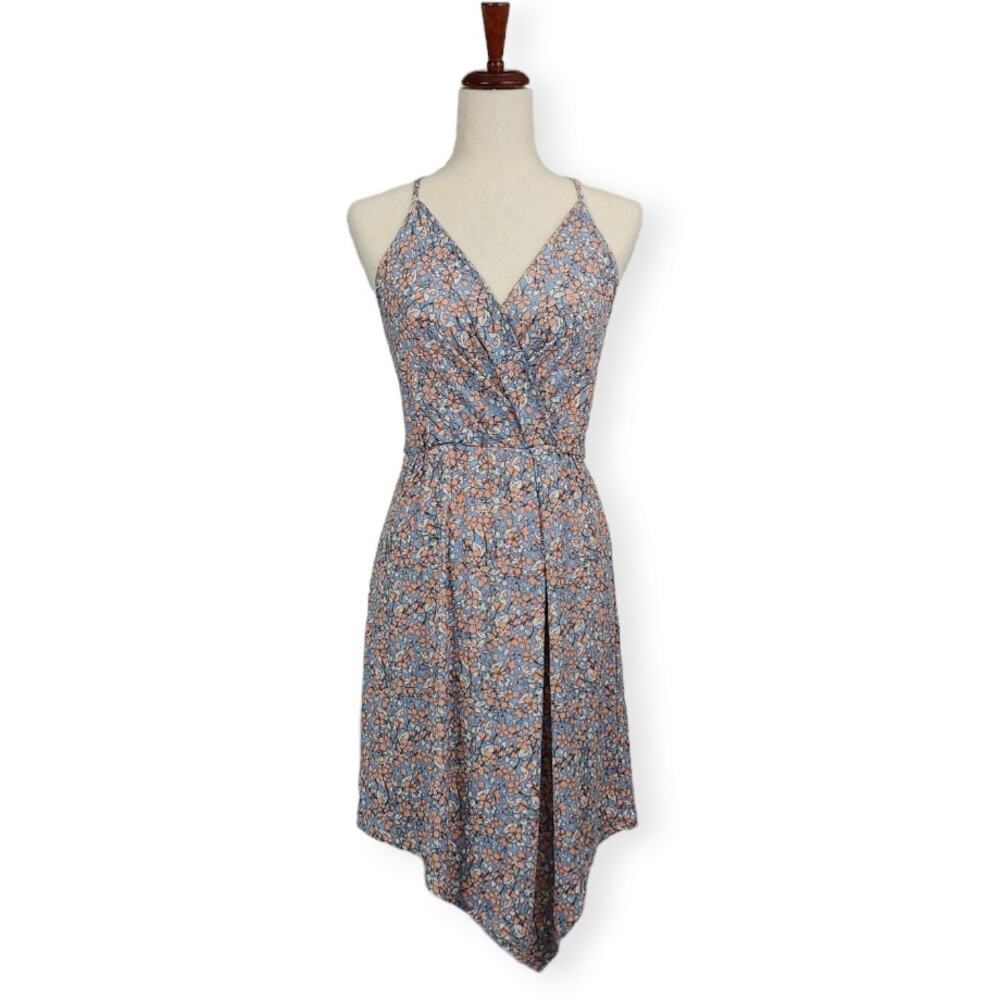 BCBGeneration Midi Sundress Sleeveless Surplice Neckline Floral Women's Size XXS